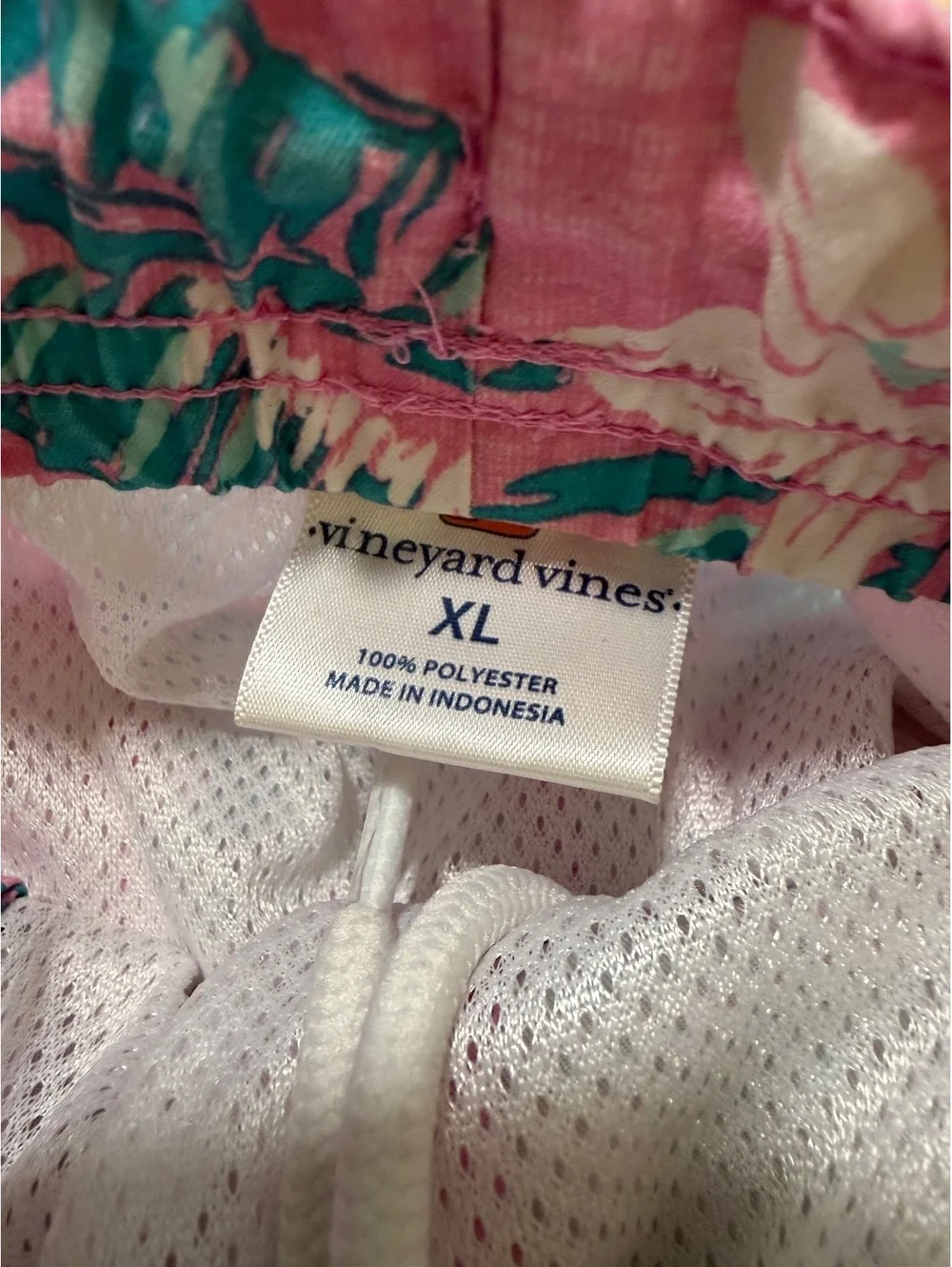 Vineyard Vines Boys XL Pink Floral Palm Print Swim Trunks